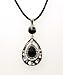 Black & White Tear Drop Pendant On An Extendable Plaited Rope 16/18