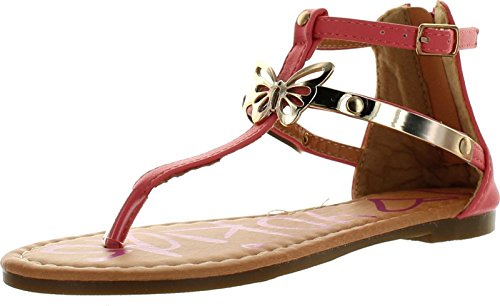 Dev-56 Little Girls Strappy Flat Thong Sandals with Butterfly Design