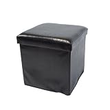 Multi Purpose Faux Leather Folding Ottoman Storage Box/Chair In Black