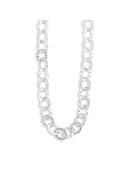 Sterling Silver 17 Inch Hammered Oval Links Toggle Necklace