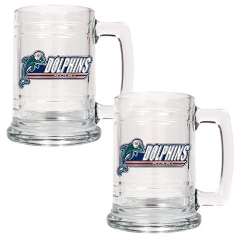 Miami Dolphins Set of 2 Beer Mugs