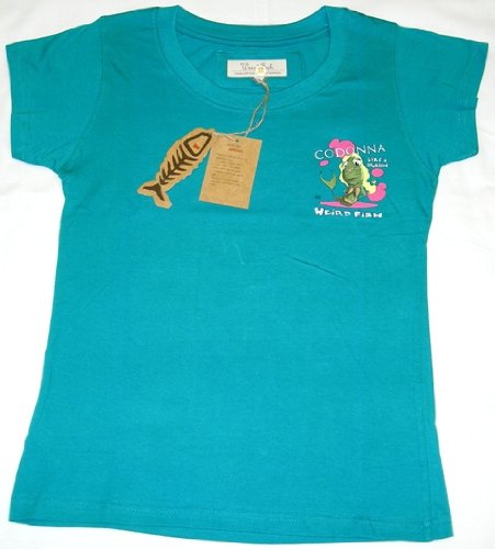 Weird Fish Womens ' Like a Sturgeon' Printed T shirt in Pagoda Blue. Size Medium