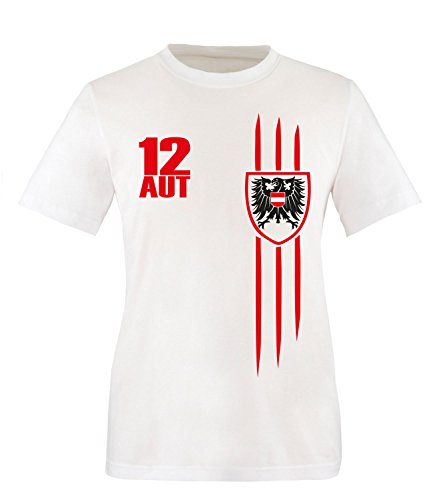 Luckja EM 2016 Trikot Ösrerreich Herren T-Shirt Weiss-Rot Grösse XL