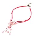 Oi! Rose Quartz Handstrung Flower Pendant With Pink Crystal Centre Hung On Baby Pink Leatherette Necklace - N0608