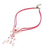 Oi! Rose Quartz Handstrung Flower Pendant With Pink Crystal Centre Hung On Baby Pink Leatherette Necklace - N0608