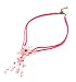 Oi! Rose Quartz Handstrung Flower Pendant With Pink Crystal Centre Hung On Baby Pink Leatherette Necklace - N0608