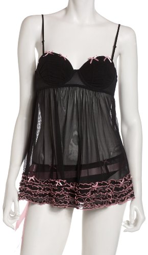 Rampage Women's Ruffles Chemise With Thong