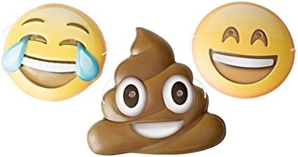 Dubster Brand Emoji Tears of Joy Smiling Eyes and Poop Face Character Mask, Pack of 3