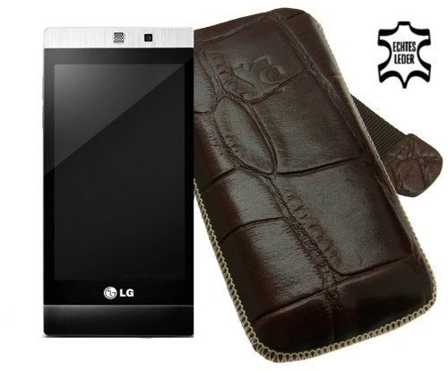 Suncase Ledertasche f&uuml;r LG GD880 croco-braun Preisvergleich