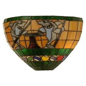 Meyda Tiffany 72863 Pool Shark - Two Light Wall Sconce, Bronze Finish with Tiffany Glass