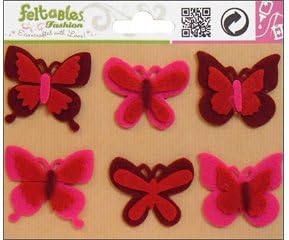 Feltables Fashion Embellishment Butterflies Red/Fuchsia 6pc
