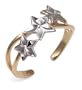 14k Yellow Gold and Rhodium Diamond-cut Triple Star Toe Ring