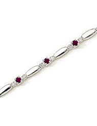 10kt Yellow Gold Round Ruby and Diamond Bracelet