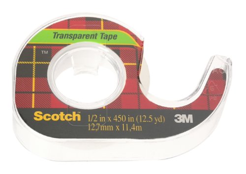 Scotch Transparent 144 Office Tape, 1/2 x 450 in dispenser. MMM144