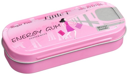 Little I ® Gum Energy Gum Flip Top Tin With Mirror, Sugar Free Tins (Pack of 12) by Little i