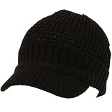 Waffle Knit Light Jeep Visor Skull Beanie Cap Hat Black