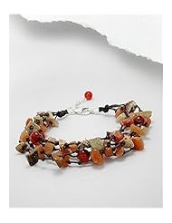 Cotton Waxed Thread Jasper Bracelet In Zinc