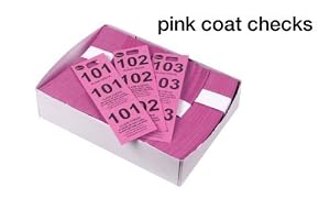 Winco Coat Checks, Pink, 500 Per Box, Set of 5 Boxes