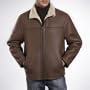 BGSD Men's Flight Lamb Shearling Bomber Jacket - Red Brown X-Large
