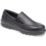 ABS 133P Ladies Black Leather Water Resistant Slip-On Safety Shoes With Steel Toe Caps