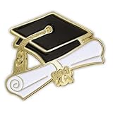 LapelRecognitionPin-GraduationCapandDiploma-SolidBrass,PlatedinGold,andEnamelColorFills