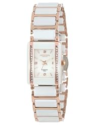 Akribos XXIV Womens AK522RG Ceramic Rectangular Quartz Bracelet Watch