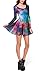 Girl's Rainbow Galaxy Print Stretchy Cocktail Party Crewneck Mini Skater Dress L