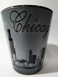 Chicago Illinois Black B & W Skyline Shot Glass