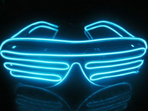Light Up El Wire shutter glasses(Black+Green) , --Battery Powered