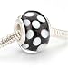 Murano Style Glass Lampwork Bead Fits Pandora Black With White Dots 14mm (1)