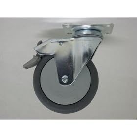 Swivel caster with directional lock, 125mm x 29mm gray thermoplastic rubber wheel and ball bearing. 220 pound load capacity.