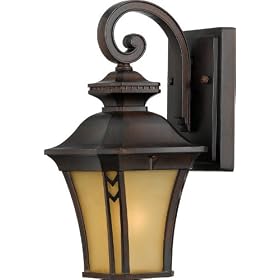 Quoizel NF8406TB Norfolk 12-1/2-Inch Small Wall Lantern with Amber Glass, Terra Bronze