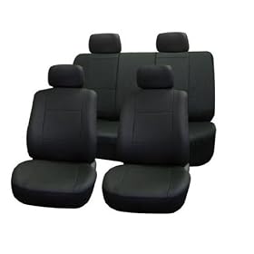 Univerisal Car Seat Cover Full Set Leather Pu-001 Solid Black