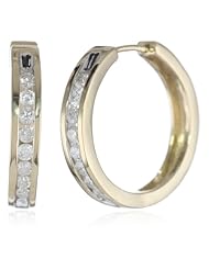 10k Gold Channel-Set Diamond Hoop Earrings (1/2 cttw, H-I Color, I2-I3 Clarity)