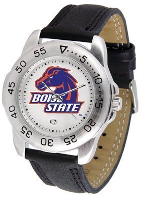 Boise State Broncos Suntime Mens Sports Watch w/ Leather Band - NCAA College Athletics