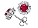 2.25 cttw 14K White Gold Plated 925 Sterling Silver and Created Round Ruby Earrings - Gold Plated Silver