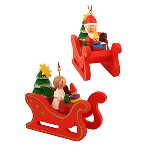 Christian Ulbricht Ornament – Assorted Angels/Santas In Sleigh – Set 6 – 2.25H X 2.25W X 1.25D