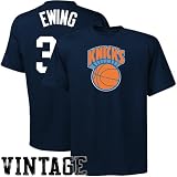 Majestic New York Knicks #33 Patrick Ewing Navy Blue Throwback Player T-shirt (Large)