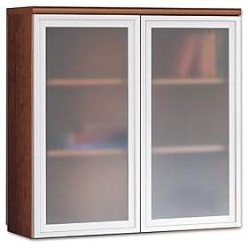 HON COMPANY Park Avenue Laminate Bookcase Hutch, Frosted Glass Doors, Shaker Cherry by Hon