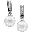 14K White Gold White Akoya Pearl and Diamond Earrings
