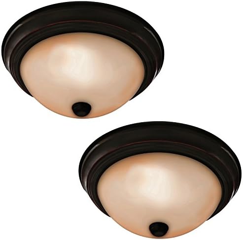 Luna Collection Oil Rubbed Bronze Flush Mount Ceiling Light Fixture, 2-Pack