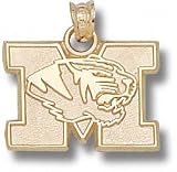 Missouri Tigers Solid 10K Gold ''M'' Tiger Head 1/2'' Pendant