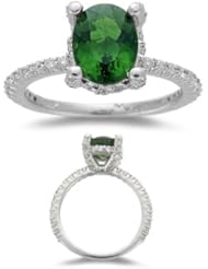 Chrome Tourmaline Ring - 0.56 Ct Diamond & Chrome Tourmaline Ring in 14K Gold
