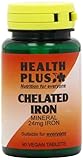 Health Plus Chelated Iron 24mg Mineral Supplement - 90 Tablets