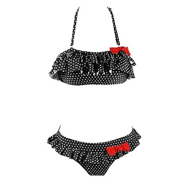 black and white ruffle bikini set
