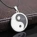 sweettown Hotter Sale Yin Ying Yang Pendant Black White Necklace Charm with Black Leather Cord