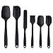 Silicone Spatula,6 piece Non-scratch Heat Resistant Rubber Spatula with Stainless Steel Core,Non Stick and Good Grips Spatulas for Cooking,Baking and Mixing(Black)