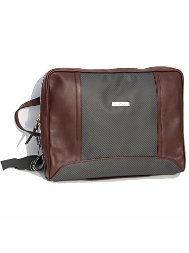 (テクノモンスター)Teckno Monster ドキュメントケース カーボンファイバー カーフレザー チャコールグレー ブラウン 画像