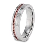 CLOSEOUT! Brown CZ Stainless Steel Eternity Ring (6mm) - Sizes 8 - 12