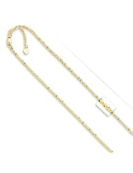 10k Solid Yellow Gold 1.5 mm (1/16 Inch) Adjustable Sparkle Chain 22 w/ Lobster Claw Clasp